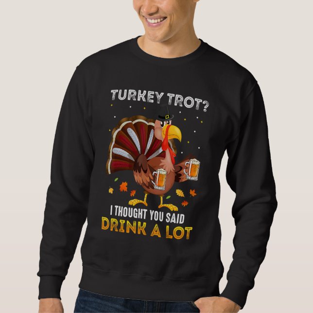 Moletom Turkey Trot Squad Running Drinking Matching Thanks (Frente)