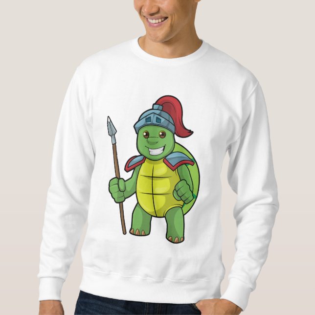 Moletom Turtle como guerreiro com Spear e Helmet (Frente)