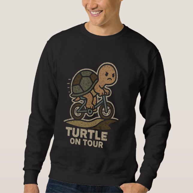 Moletom Turtle on Tour Funny Biking Turtle Cycling (Frente)