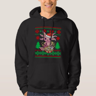 Moletom Ugly Anime Christmas Sweater Kawaii Axolotl Eating