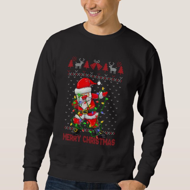 Moletom Ugly Christmas Dabbing Sweater  Santa Christmas Fa (Frente)