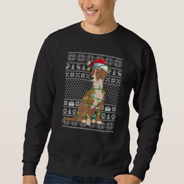 Moletom Ugly Sweater Style Xmas Light Santa Bloodhound Dog (Frente)