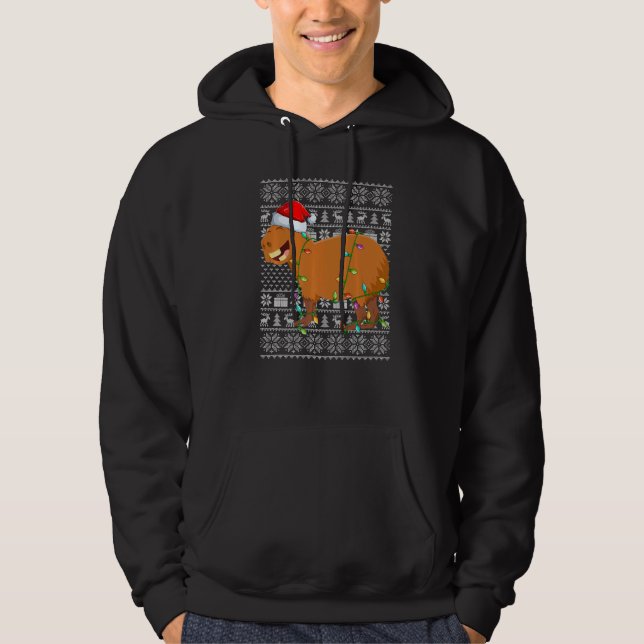 Moletom Ugly Sweater Style Xmas Lights Santa Capybara Chri (Frente)