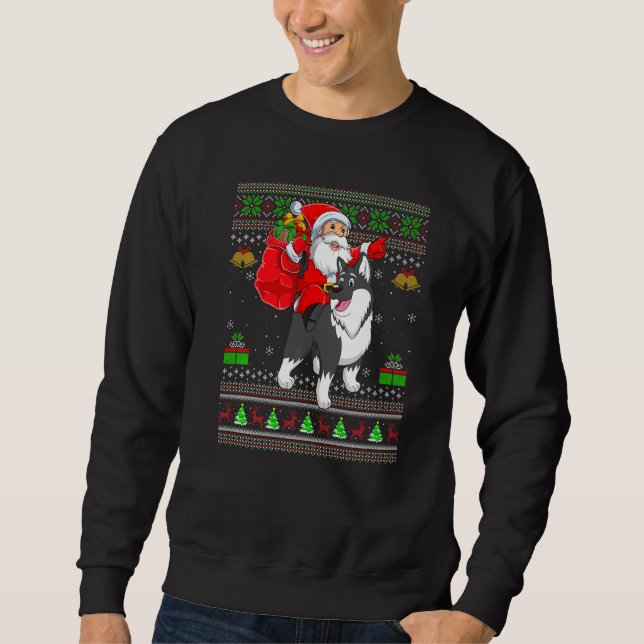 Moletom Ugly Xmas Santa Riding Malamute Dog Christmas (Frente)