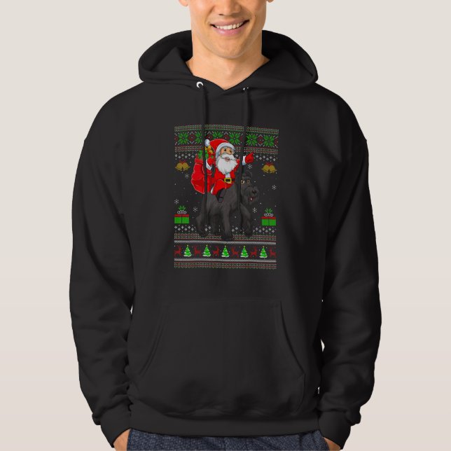 Moletom Ugly Xmas Santa Riding Schnauzer Dog Christmas (Frente)