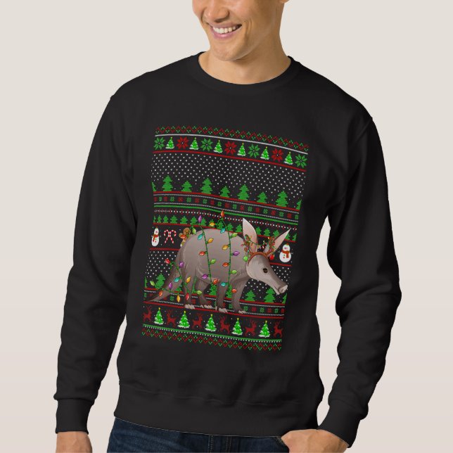 Moletom Ugly Xmas Sweater Style Lighting Aardvark Christma (Frente)