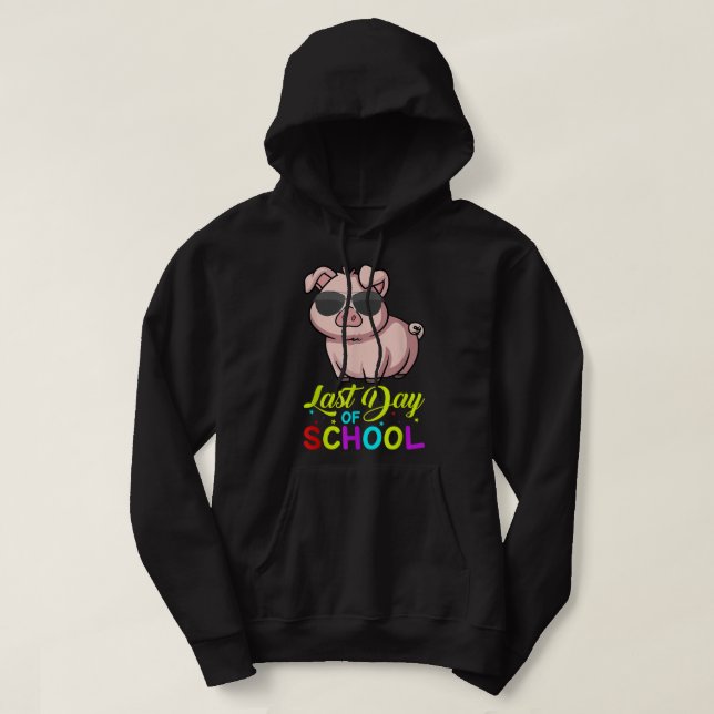 Moletom Último Dia De Professores De Escola Verão Com Pig  (Frente do Design)