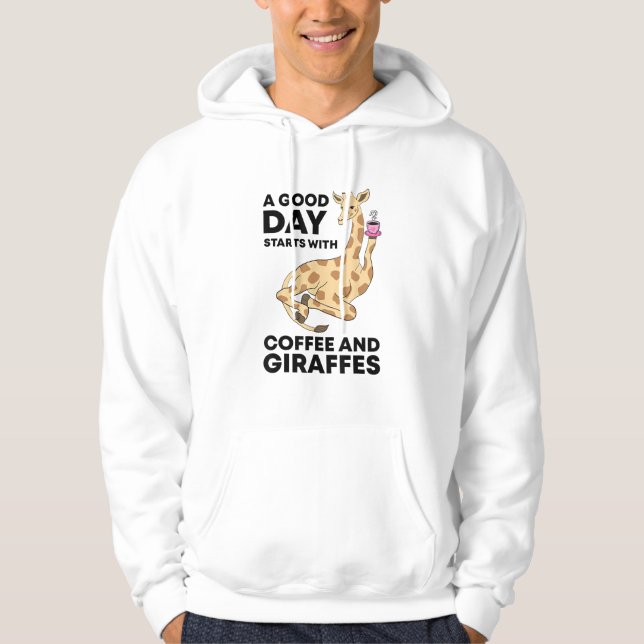 Moletom Um Bom Dia Começa Com Café E Girafa Engraçado (Frente)