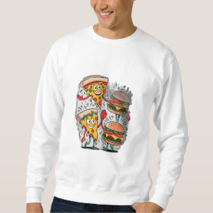 Moletom Uma fatia de pizza com um hambúrguer.