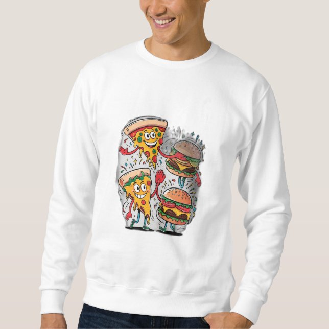Moletom Uma fatia de pizza com um hambúrguer. (Frente)