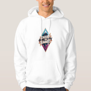 Moletom Uma silhueta de pico de montanha com a frase "Conq