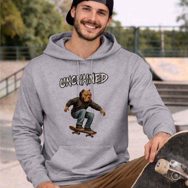 Moletom Unchained Skater Pitbull - Skateboarding Graphic (Criador carregado)