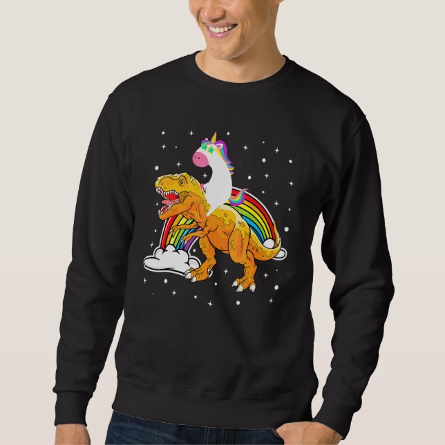 Moletom Unicorn Andando T Rex Dinossaur Meninas Meninas Ho (Frente)