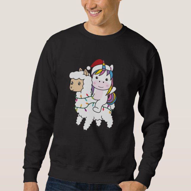 Moletom Unicorn Llama natalino Animais de inverno (Frente)