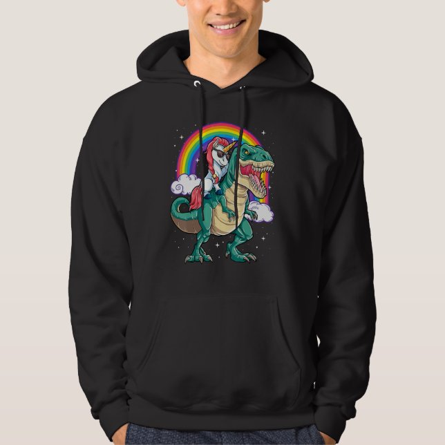 Moletom Unicorn Riding Rex Dinosaur Boys Girls Men Women R (Frente)