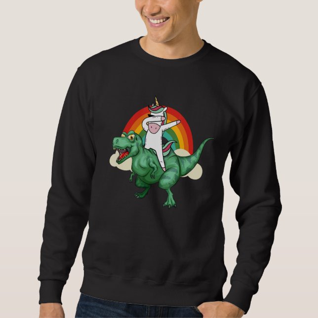 Moletom Unicorn Riding Rex Dinosaur Boys Girls Men Women R (Frente)
