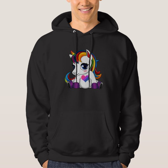 Moletom Unicorn with Bisexual Flag Heart  Bisexual Flag (Frente)