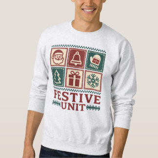Moletom Unidade Festiva (2) Ícones de Natal Retrô em Grid