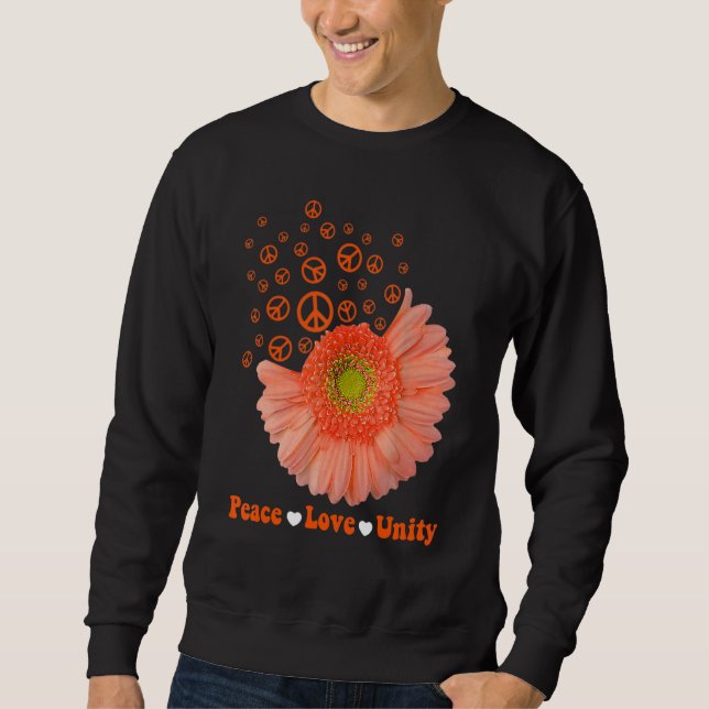 Moletom Unity Day Orange Daisy Peace Love Unity Anti Bully (Frente)