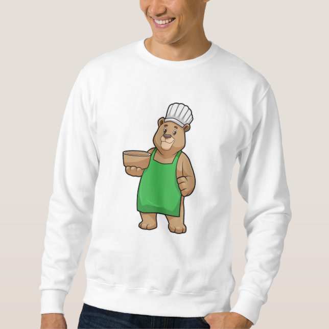 Moletom Urso como Cozinheiro com placa de Cozinhar e tigel (Frente)