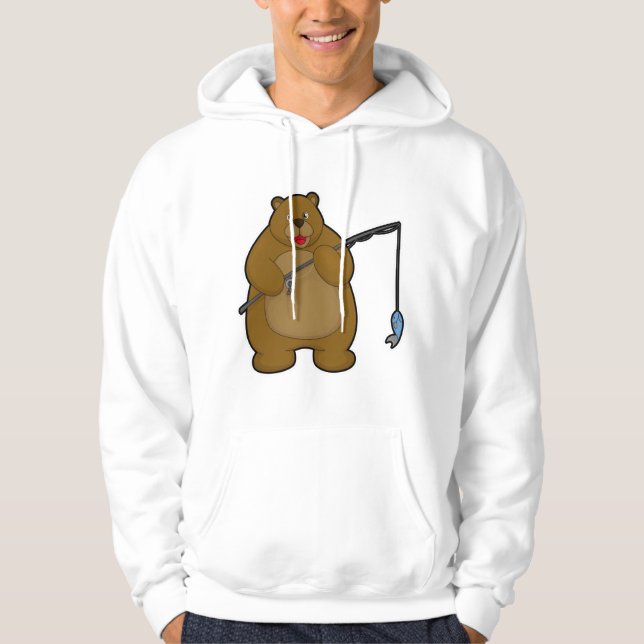 Moletom Urso na pesca com vara de pesca e peixe (Frente)