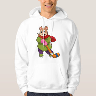 Moletom Urso no hóquei no gelo com bastão de hóquei no gel