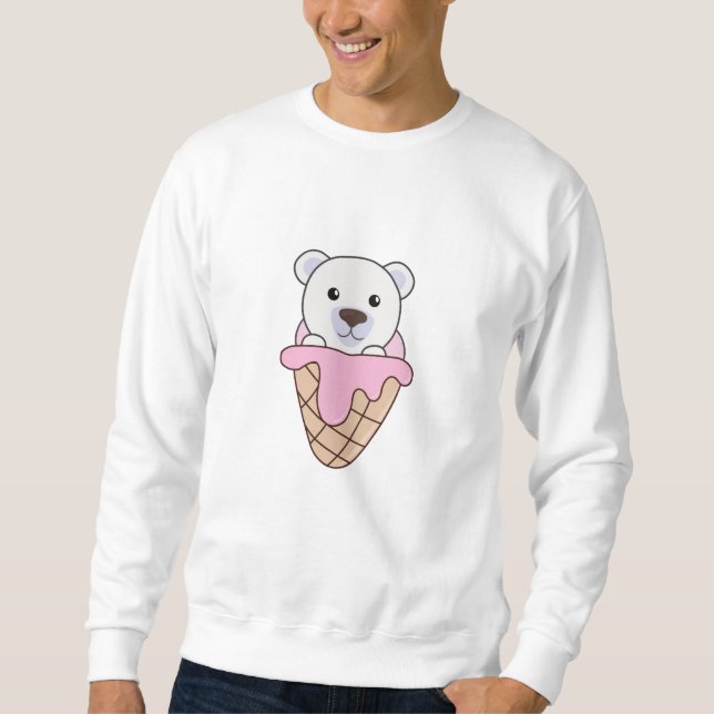 Moletom Urso Polar Ursinha Sorvete Cinza (Frente)