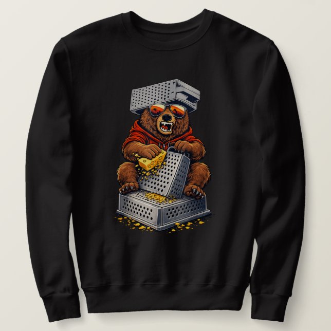 Moletom Urso Retro com Chapéu Espeto de Queijo e Óculos de (Frente do Design)