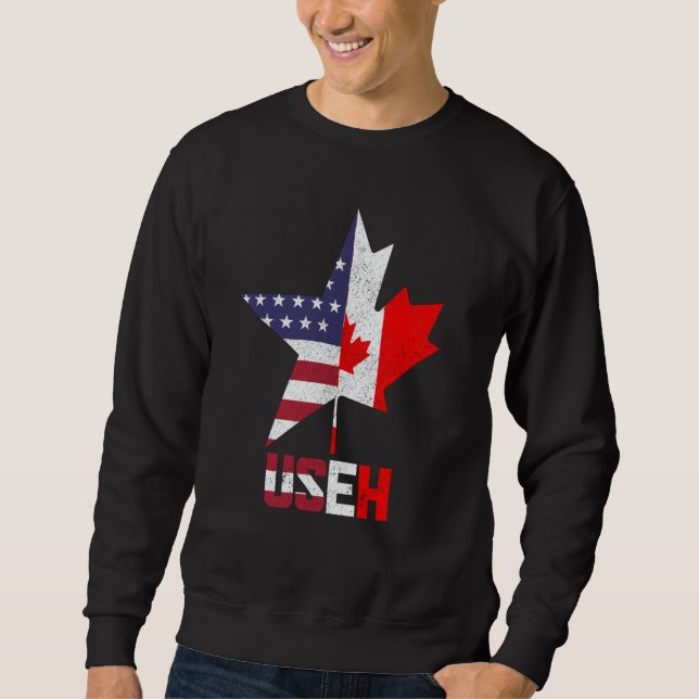 Moletom US Eh Canada Canadian American Flag Pride Patrioti (Frente)
