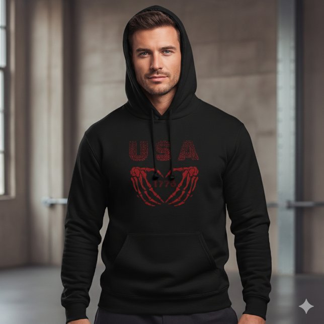 Moletom USA 250th Anniversary Skeleton Heart 1776 Hoodie (Criador carregado)