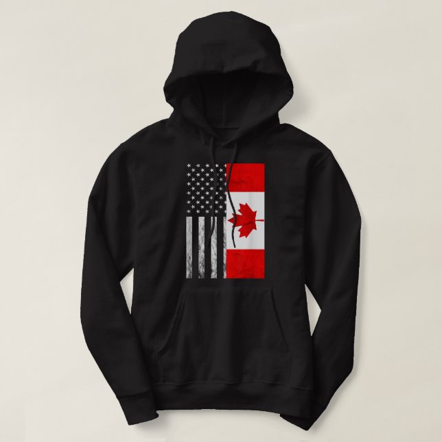 Moletom USA American Canadian Vintage Flag Canadian Roots (Frente do Design)