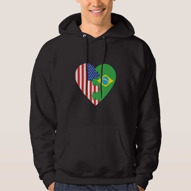 Moletom USA and Brazil Flags Heart (Frente)