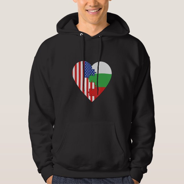Moletom USA and Bulgaria Flags Heart (Frente)
