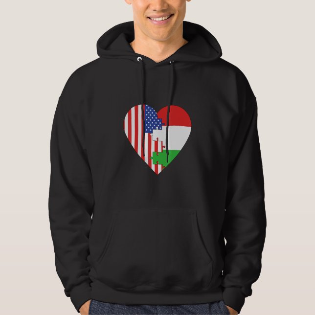 Moletom USA and Hungary Flags Heart (Frente)