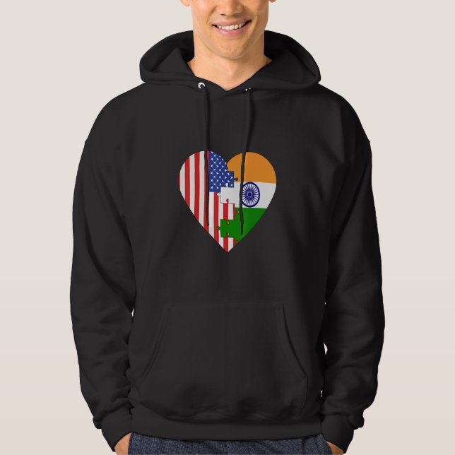 Moletom USA and India Flags Heart (Frente)