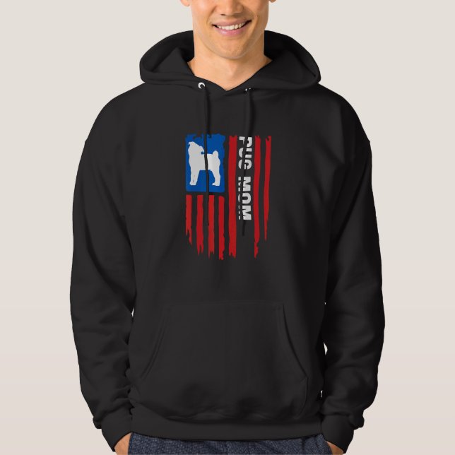 Moletom USA flag Patriotic Pug Mom (Frente)