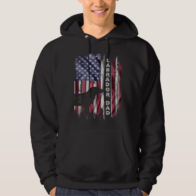 Moletom USA Flag Proud Labrador Retriever Lab Dad Silhouet (Frente)