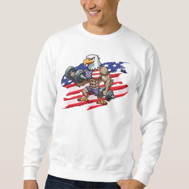 Moletom USA/patriotic weightlifting bald eagle (Frente)