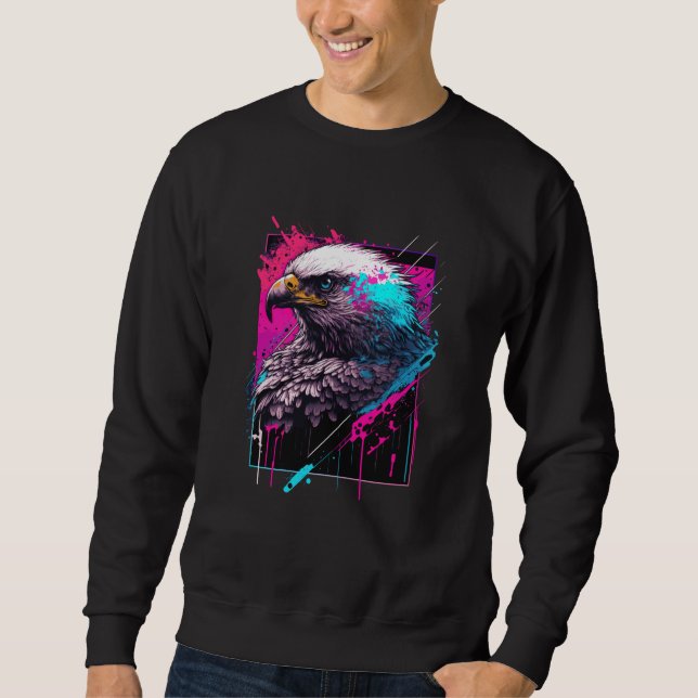 Moletom USA Wild Colorful Splash Eagle Illustration Graphi (Frente)