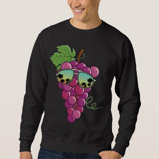 Moletom Uvas Vermelhas Engraçadas Com Óculos De Sol Com Uv (Frente)