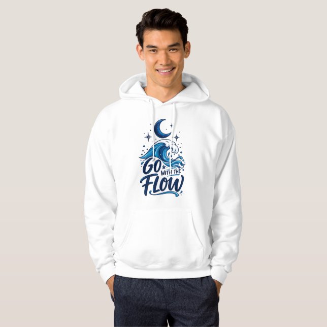 Moletom Vá Com o Fluxo Onda do Oceano Lua Coa Inspirador (Frente Completa)