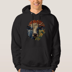 Moletom Vaca azul retrô no girassol