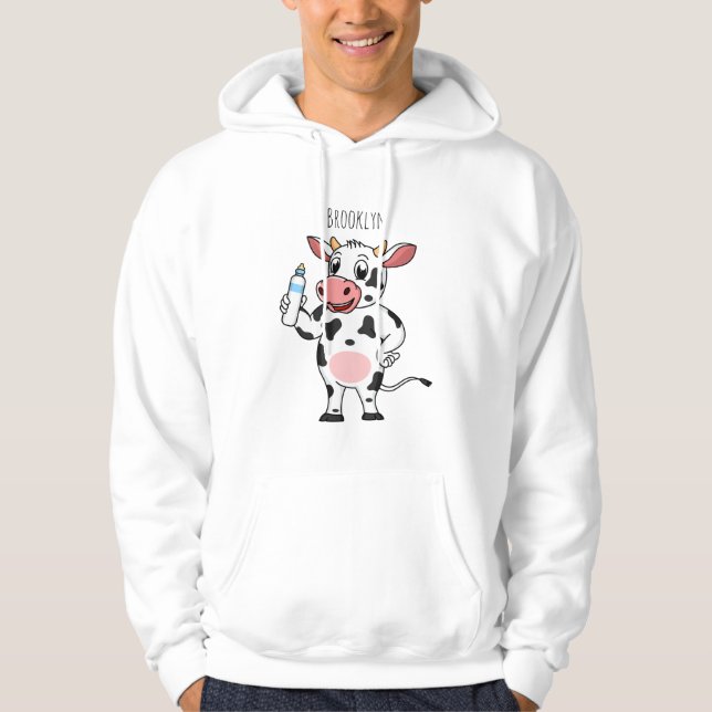 Moletom Vaca feliz com cartum de mamadeira (Frente)