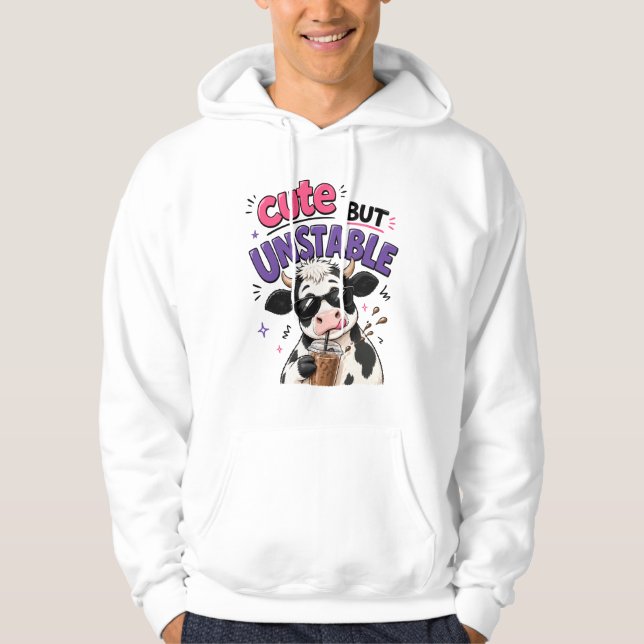 Moletom Vaca fofa mas instável com café com gelo (Frente)