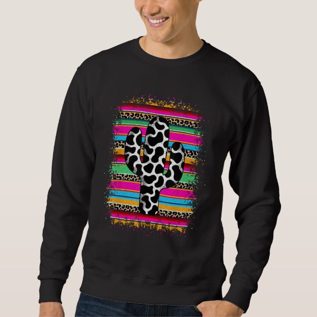 Moletom Vaca Ocidental Impressão Cactus Serape Cowboy Wom (Frente)