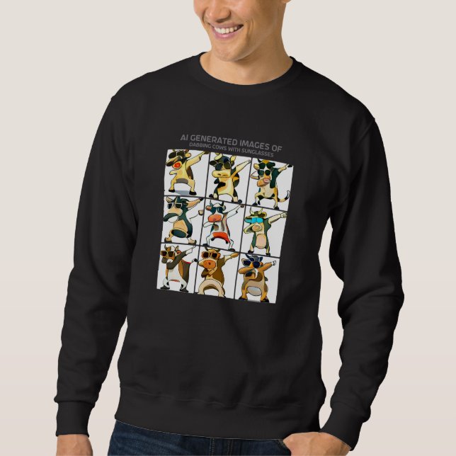 Moletom Vacas Dabbing, óculos de sol Ai Gerado Meme Hum (Frente)