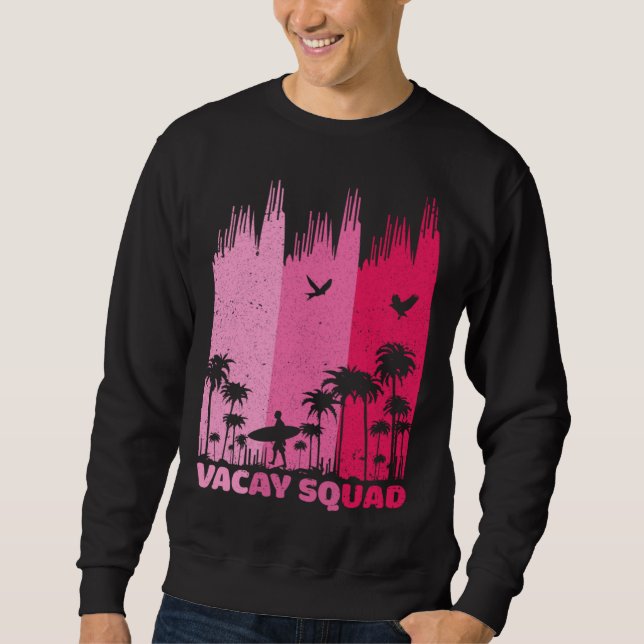 Moletom Vacay Squad Retro Surfing Summer Palm Tree Family  (Frente)