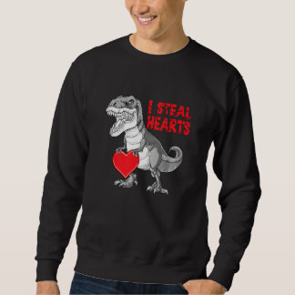 Moletom Valentines Day Dinosaur I Steal Hearts Boys Men Lo