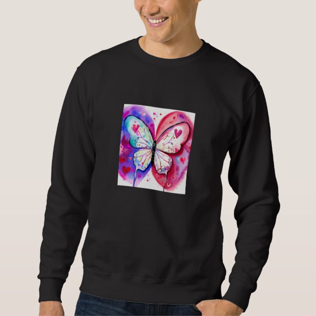 Moletom Valentine's Day Love Heart Butterfly Girlfriend Fi (Frente)