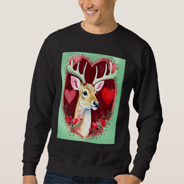 Moletom Valentine's Day Love Heart Cute Deer Girlfriend Fi (Frente)